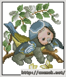 Download embroidery patterns by cross-stitch  - Bluetit baby, author 