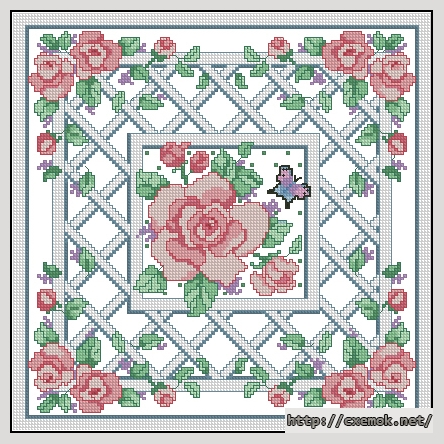 Download embroidery patterns by cross-stitch  - Rose on lattice, author 