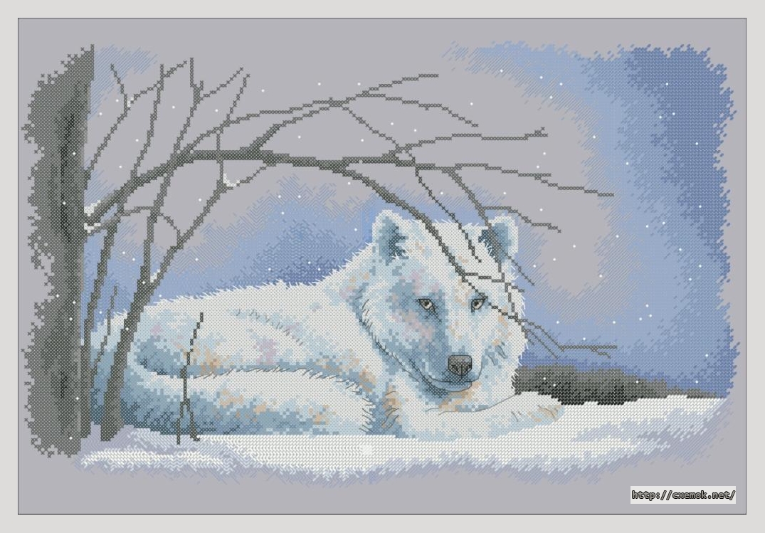 Download embroidery patterns by cross-stitch  - Wolf in snow, author 