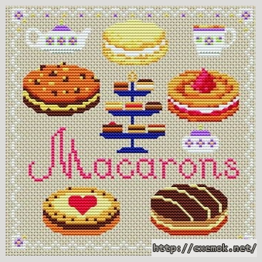 Скачать схему вышивки нитками Les macarons, автор 
