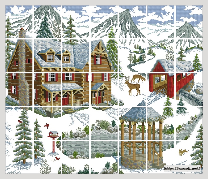 Download embroidery patterns by cross-stitch  - Mountain retreat