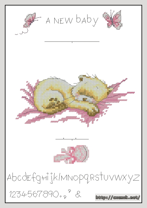 Download embroidery patterns by cross-stitch  - Birth sampler (girl), author 