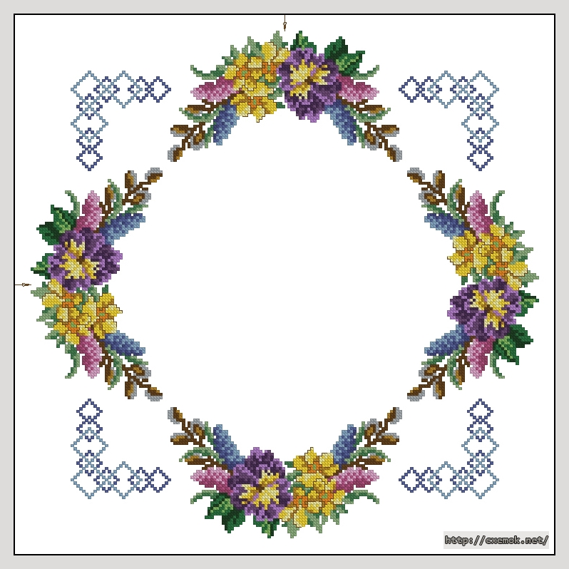 Download embroidery patterns by cross-stitch  - Узор на скатерть