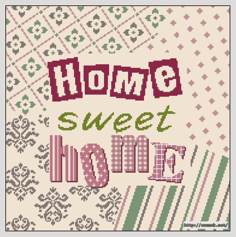 Скачать схему вышивки нитками Home Sweet Home, автор 
