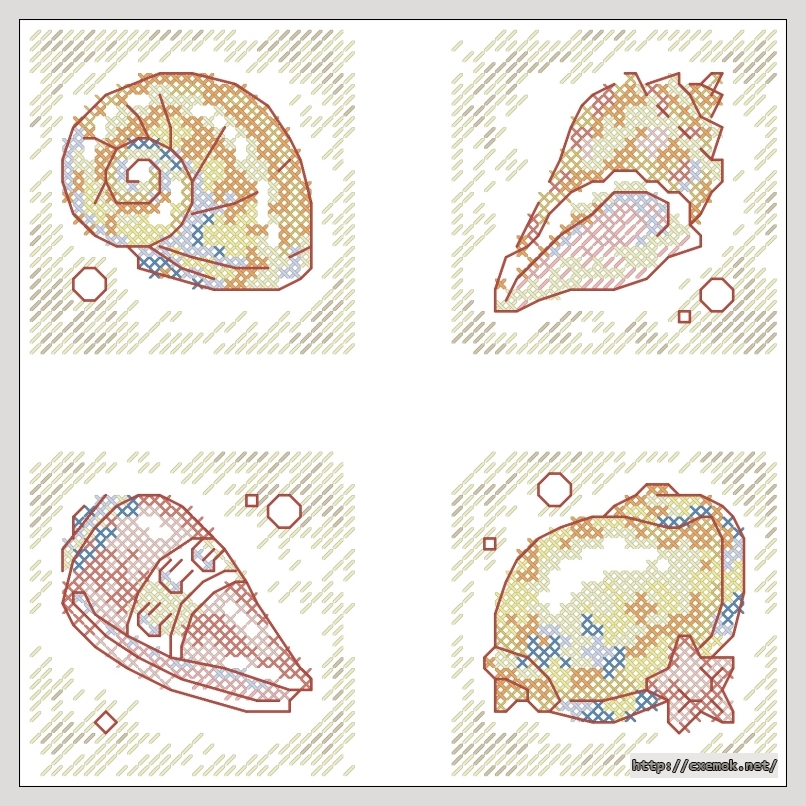Download embroidery patterns by cross-stitch  - Sunlit shells, author 