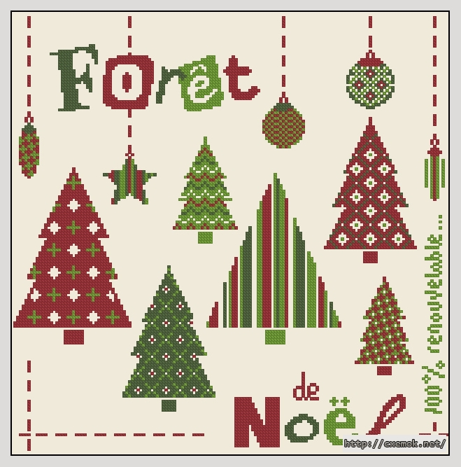 Скачать схему вышивки нитками Foret de Noel, автор 