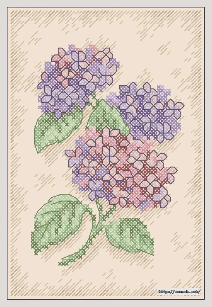 Download embroidery patterns by cross-stitch  - Hydrangea cutting, author 