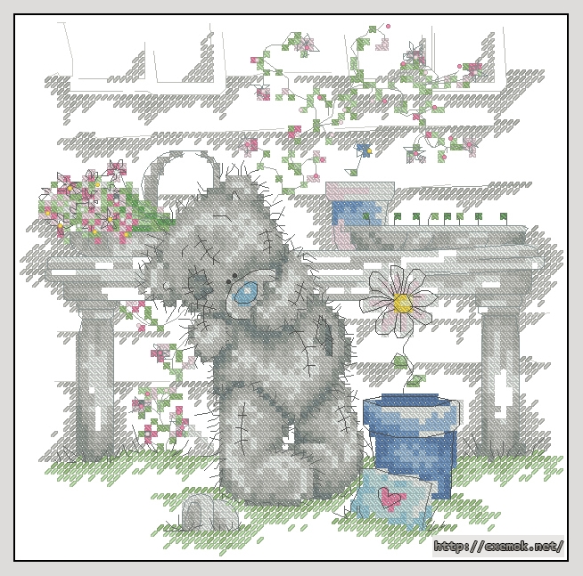 Download embroidery patterns by cross-stitch  - Flower pot, author 