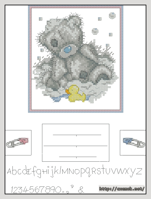 Download embroidery patterns by cross-stitch  - Bath time birth sampler, author 