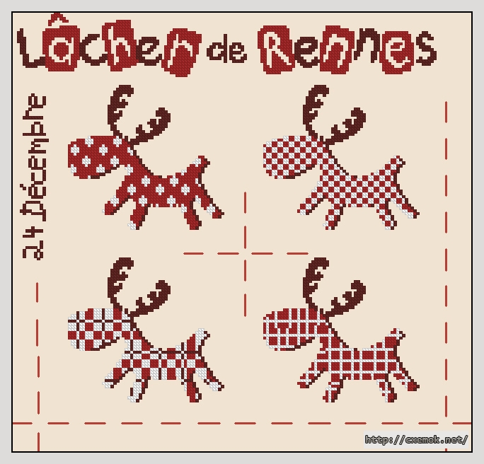 Download embroidery patterns by cross-stitch  - Lacher de rennes, author 