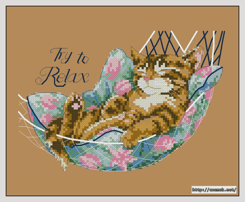 Download embroidery patterns by cross-stitch  - Try to relax, author 