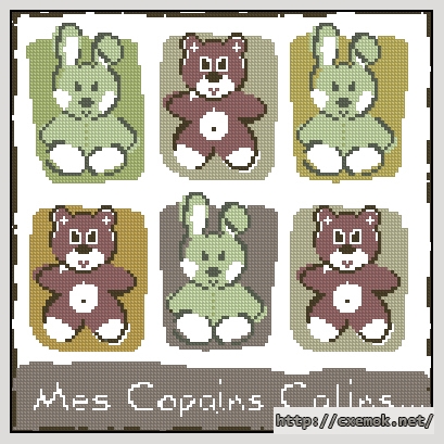 Download embroidery patterns by cross-stitch  - Mes copains calins, author 