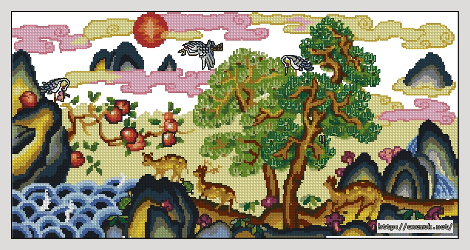 Download embroidery patterns by cross-stitch  - Chinese landscape