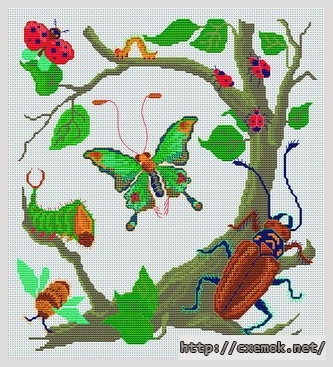 Download embroidery patterns by cross-stitch  - Insectes, author 