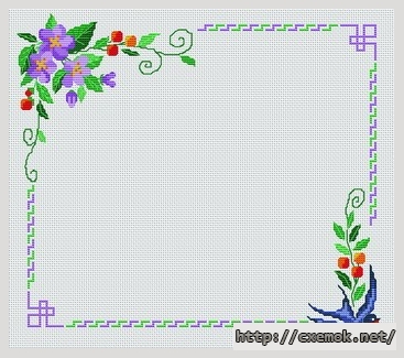 Download embroidery patterns by cross-stitch  - L''oiseau et les fleurs, author 