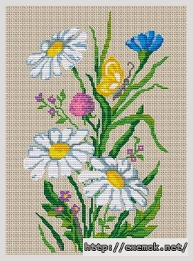 Download embroidery patterns by cross-stitch  - Les marguerites, author 