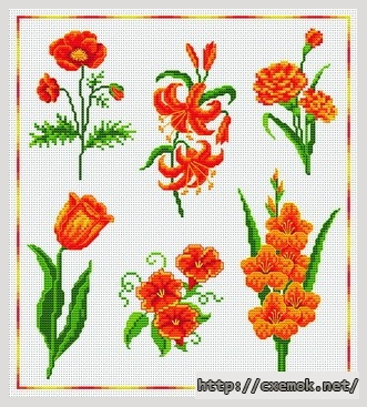 Download embroidery patterns by cross-stitch  - Composition orange, author 