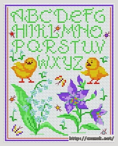 Download embroidery patterns by cross-stitch  - L''abc des poussins, author 