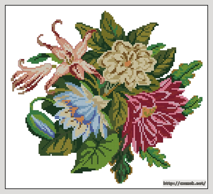 Download embroidery patterns by cross-stitch  - Flower bouquet, author 