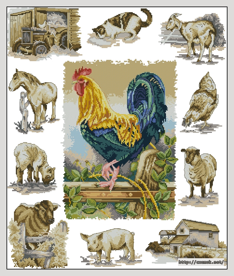 Download embroidery patterns by cross-stitch  - Farmyard study, author 