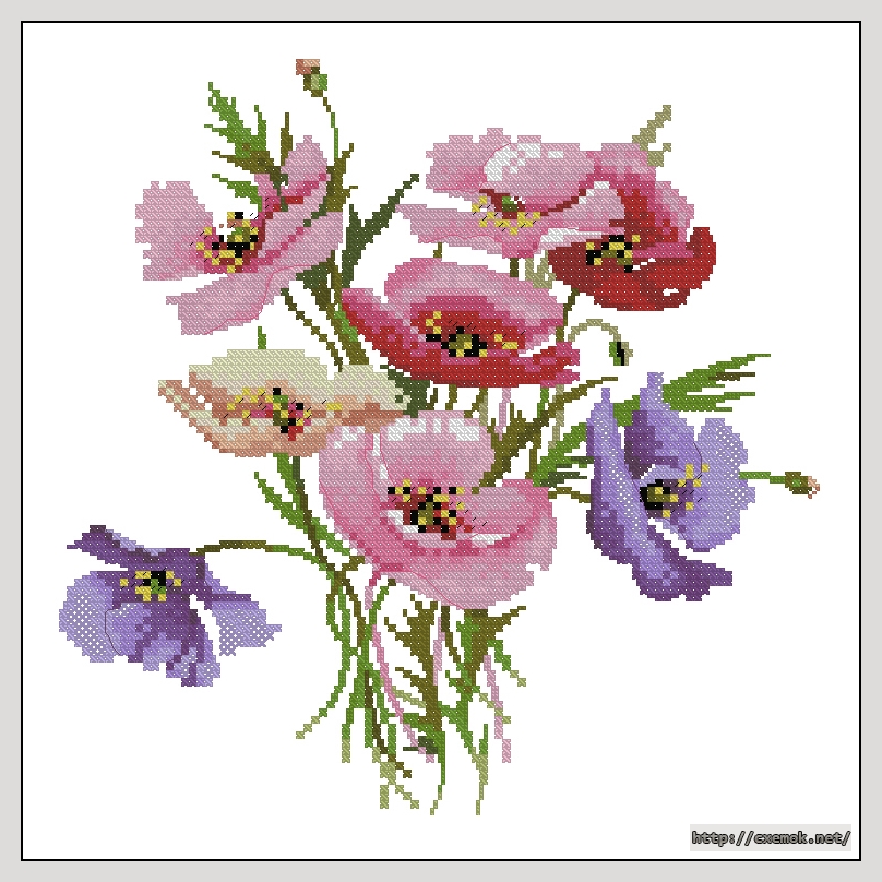 Download embroidery patterns by cross-stitch  - Poppy posy, author 