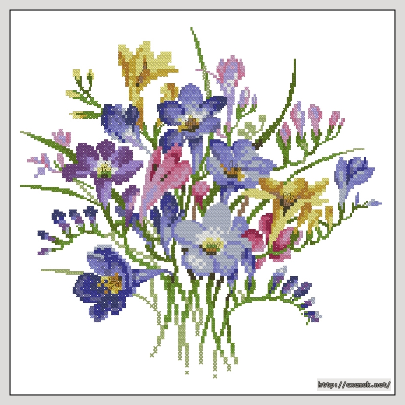 Download embroidery patterns by cross-stitch  - Freesia posy, author 