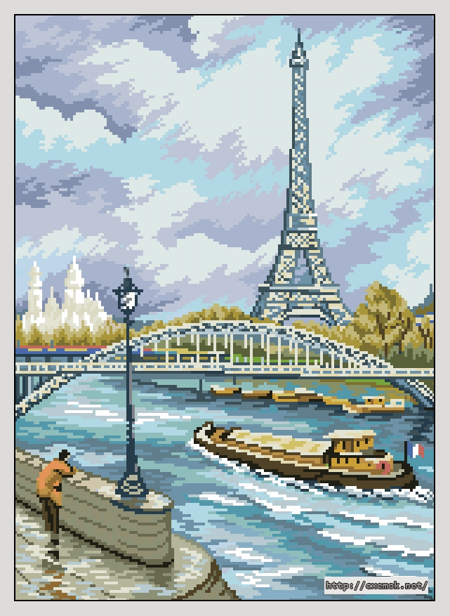 Завантажити схеми вишивки нитками / хрестом  - Eiffel tower
