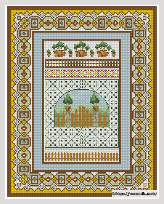 Download embroidery patterns by cross-stitch  - Забор с подсолнухами