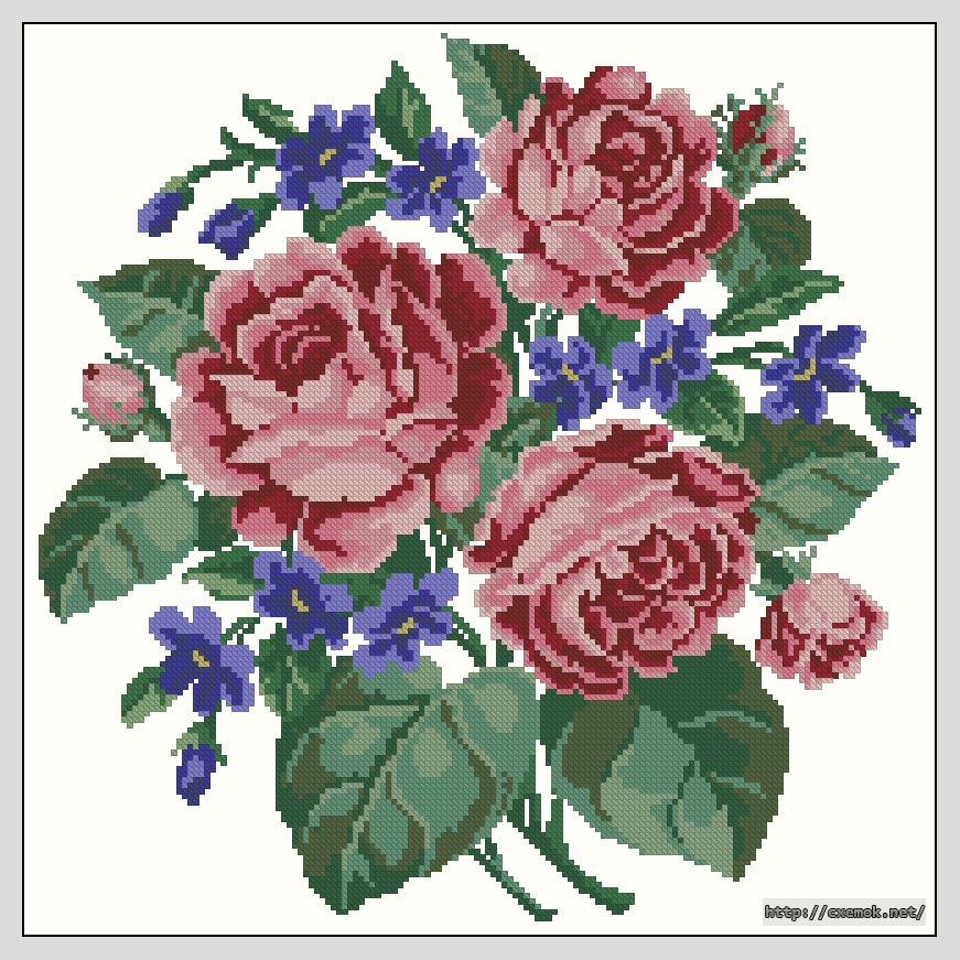 Download embroidery patterns by cross-stitch  - Rose-bouquet pillow, author 