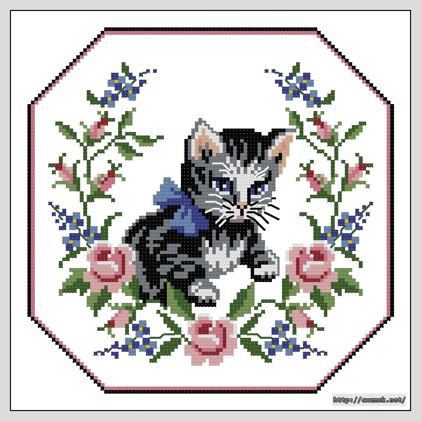 Download embroidery patterns by cross-stitch  - Cat cushion, author 