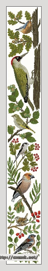 Download embroidery patterns by cross-stitch  - Birds in autumn