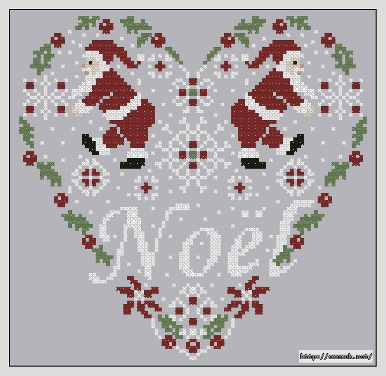 Download embroidery patterns by cross-stitch  - Coeur pere noel, author 
