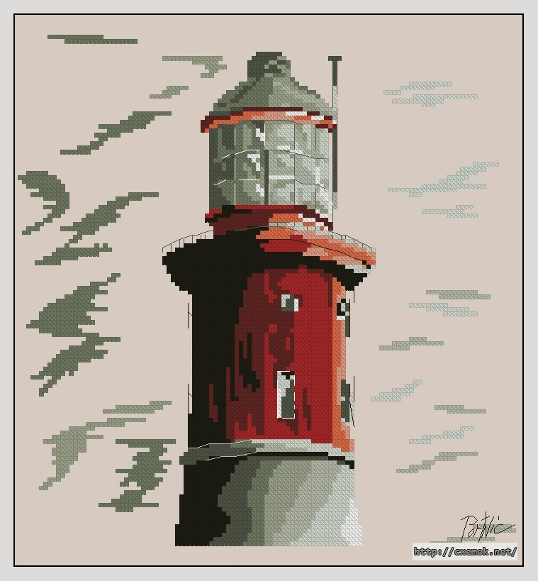 Download embroidery patterns by cross-stitch  - Phare cap ferret, author 