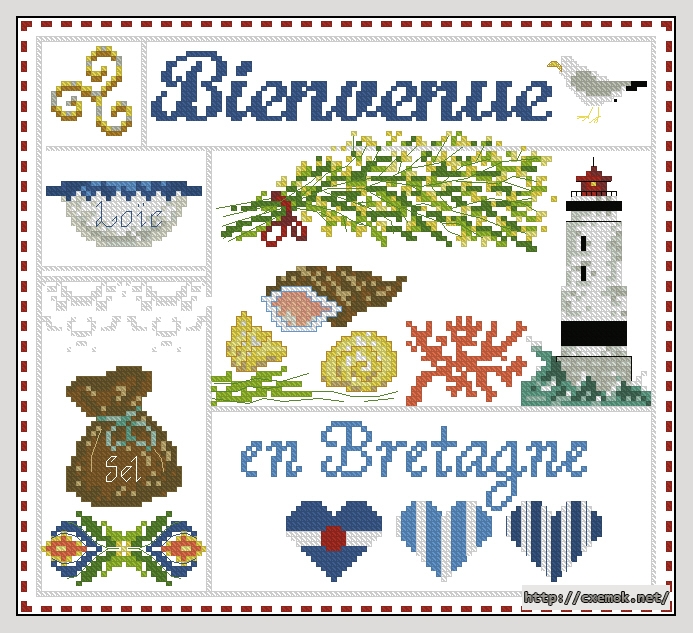 Скачать схемы вышивки нитками / крестом  - Bienvenue en bretagne, автор 