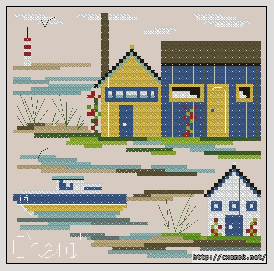 Download embroidery patterns by cross-stitch  - Le chenal, author 