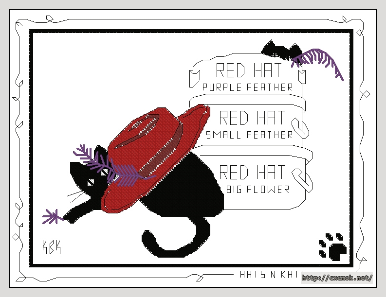 Download embroidery patterns by cross-stitch  - Hats n kats, author 