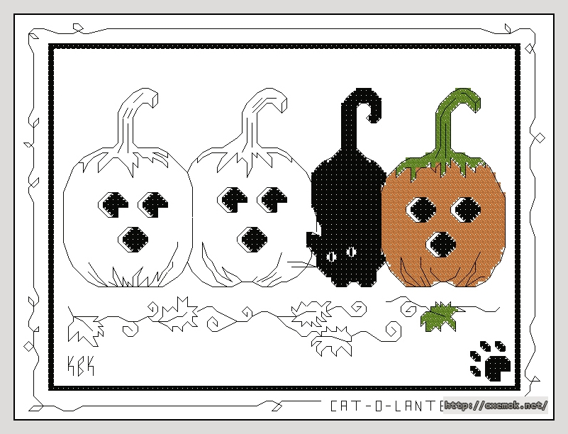 Download embroidery patterns by cross-stitch  - Cat o lantern, author 