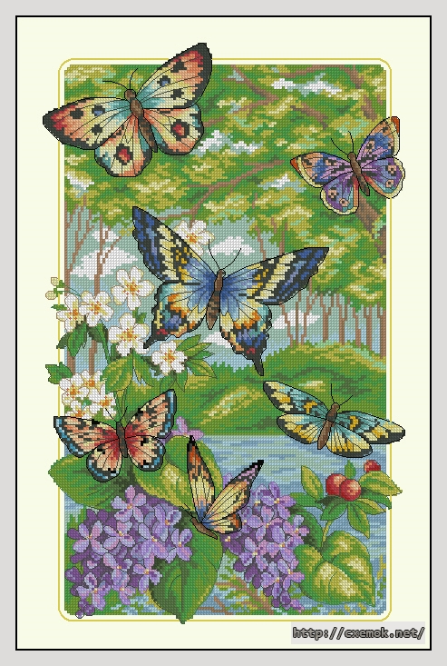 Скачать схему вышивки нитками Butterfly Forest, автор 
