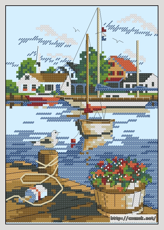 Download embroidery patterns by cross-stitch  - Dockside view, author 