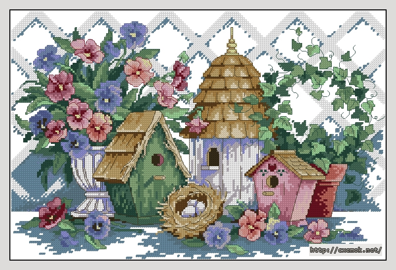 Download embroidery patterns by cross-stitch  - Summer homes, author 