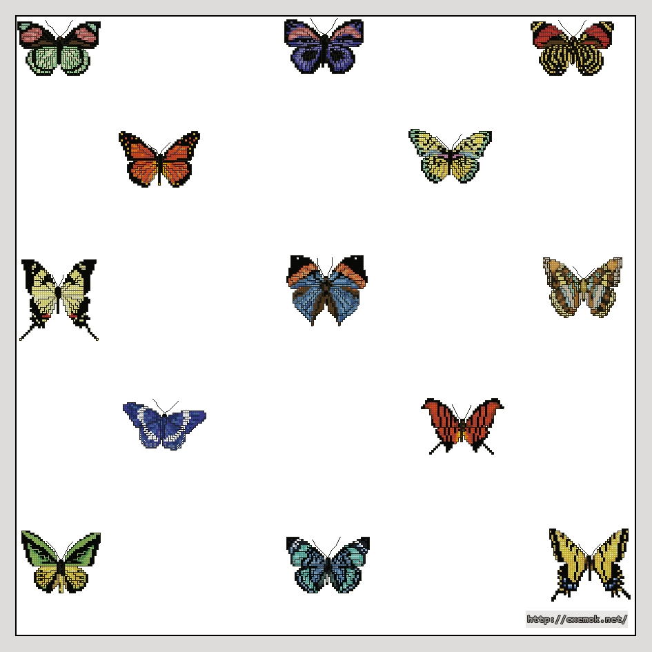 Скачать схемы вышивки нитками / крестом  - Butterfly collection, автор 