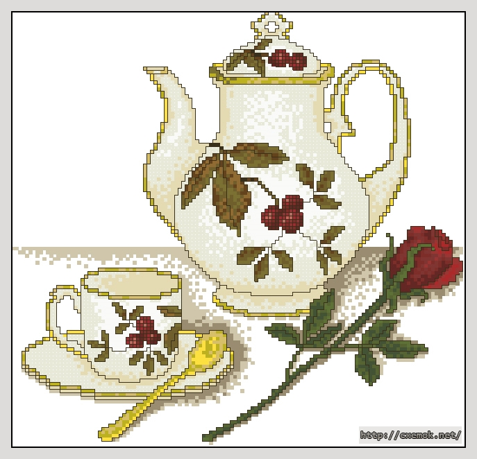 Download embroidery patterns by cross-stitch  - Raspberry teapot, author 