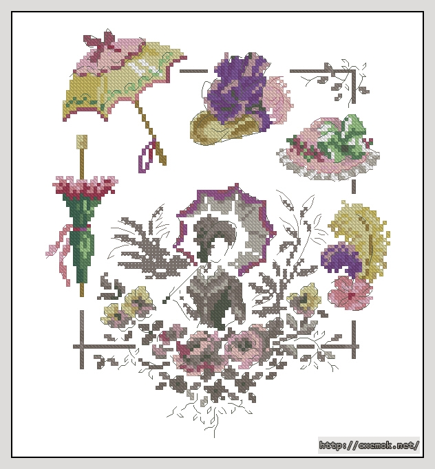 Download embroidery patterns by cross-stitch  - Ombrelles et chapeaux, author 