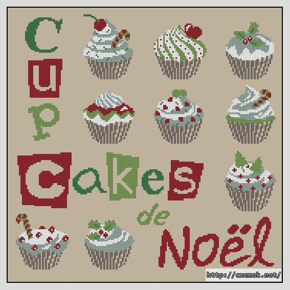 Скачать схемы вышивки нитками / крестом  - Cupcakes de noel, автор 