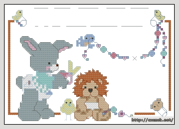 Download embroidery patterns by cross-stitch  - Baby curl birth announcement, author 