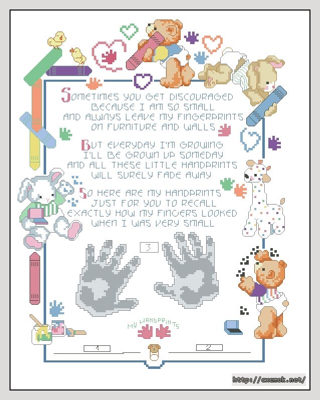 Download embroidery patterns by cross-stitch  - Fingerprints baby sampler, author 