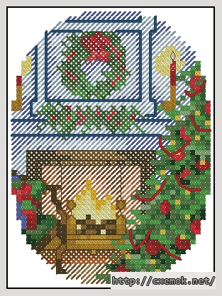 Download embroidery patterns by cross-stitch  - Christmas card, author 