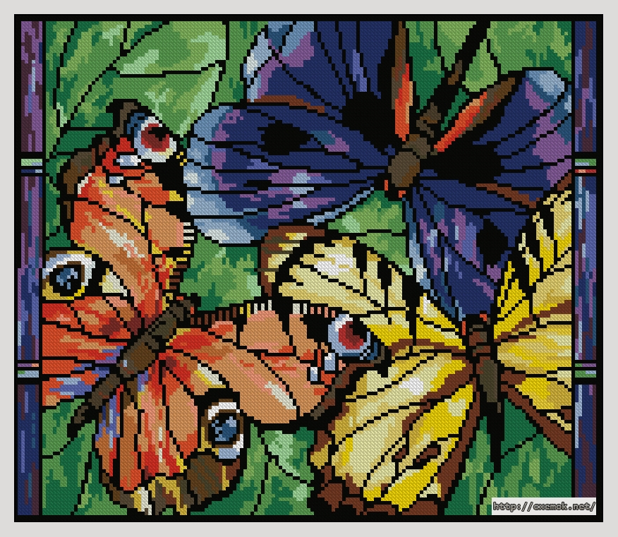 Download embroidery patterns by cross-stitch  - Stained glass beauties, author 