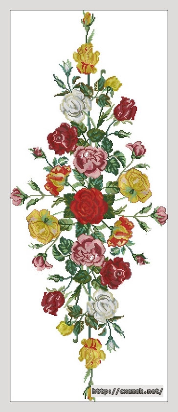 Download embroidery patterns by cross-stitch  - Дорожка из роз