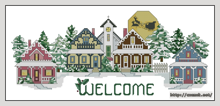 Download embroidery patterns by cross-stitch  - Holiday welcome, author 